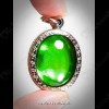 Green Oval Naga-eye + Pandents Thai Holy Amulet Gemstone 100% Real Size M