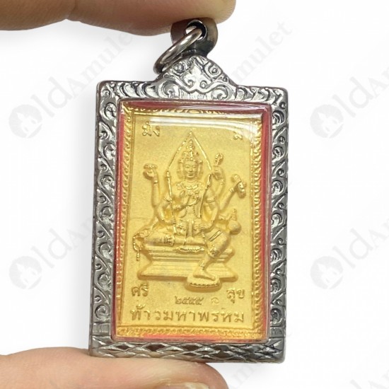 GOLD Ganesha + 4faces Phome Kruba Kritsana BE.2555 Thai Amulet Charming Success