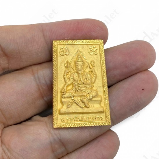 GOLD Ganesha + 4faces Phome Kruba Kritsana BE.2555 Thai Amulet Charming Success