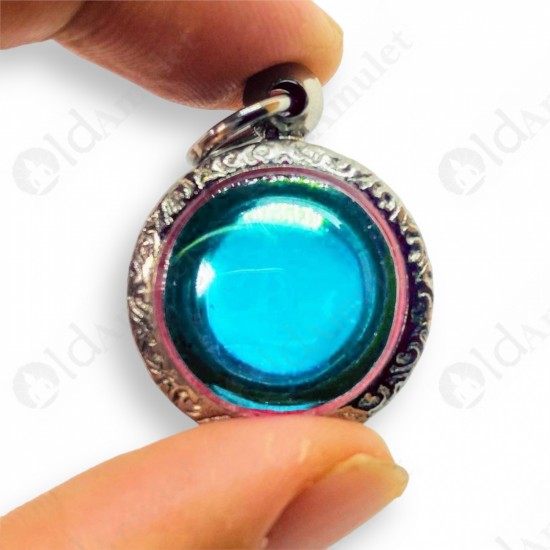 Blue Round Naga-eye Thai Holy Real Amulet Gemstone 100% Authentic Size-M