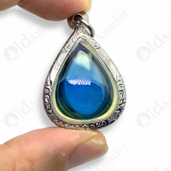 Naga-eye BLUE Pear Holy LekLai Thai Amulet Gemstone Real Natural 100%Authentic