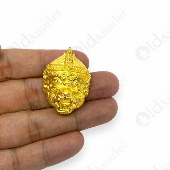 SiHuHaTa Hanuman Face 4ears5eyes GOLD-PLATED KB Subin 2556 Thai Amulet Gambling