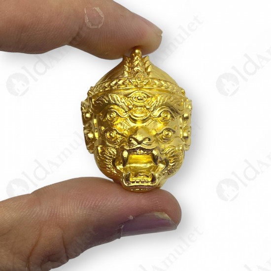 SiHuHaTa Hanuman Face 4ears5eyes GOLD-PLATED KB Subin 2556 Thai Amulet Gambling