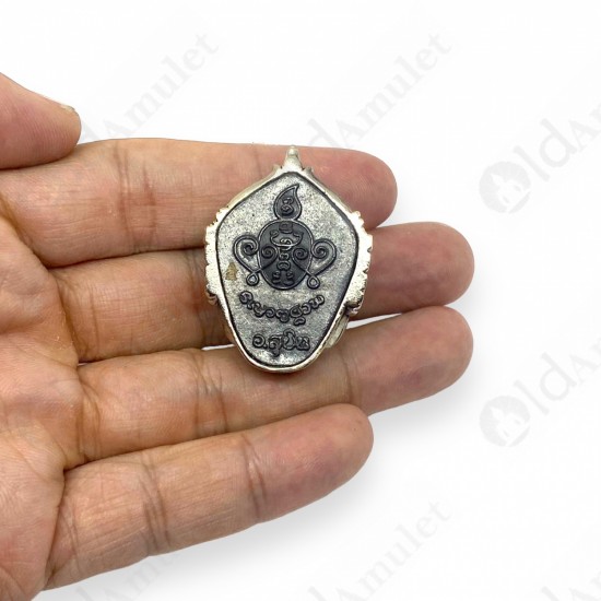 SiHuHaTa Hanuman Face 4ears5eyes WHITE-NICKEL KB Subin 2556 Thai Amulet Gambling