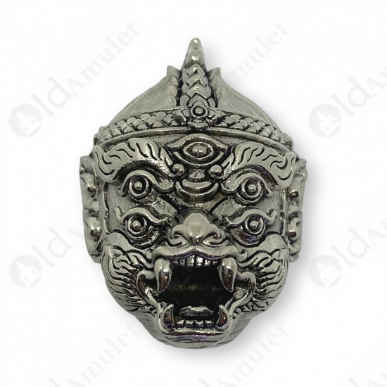 SiHuHaTa Hanuman Face 4ears5eyes WHITE-NICKEL KB Subin 2556 Thai Amulet Gambling