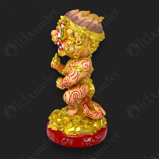 7Inch SiHuHaTa 4ears5eyes Statue Thai Amulet BODY-PINK KRUBA KOMFUN BE.2566