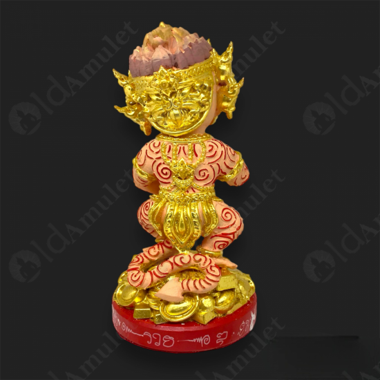 7Inch SiHuHaTa 4ears5eyes Statue Thai Amulet BODY-PINK KRUBA KOMFUN BE.2566