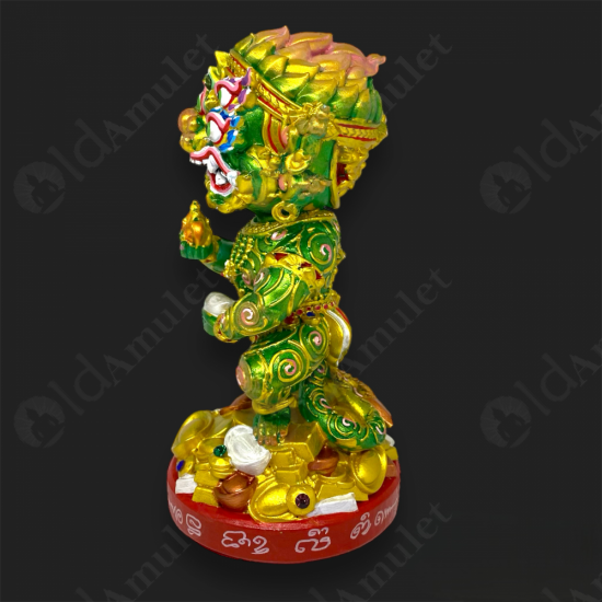 7Inch SiHuHaTa 4ears5eyes Statue Thai Amulet BODY-GREEN KRUBA KOMFUN BE.2566