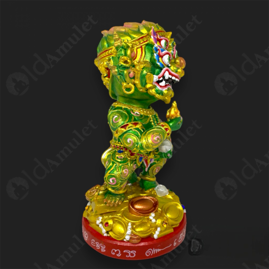 7Inch SiHuHaTa 4ears5eyes Statue Thai Amulet BODY-GREEN KRUBA KOMFUN BE.2566