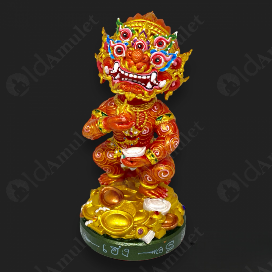 7Inch SiHuHaTa 4ears5eyes Statue Thai Amulet BODY-RED KRUBA KOMFUN BE.2566