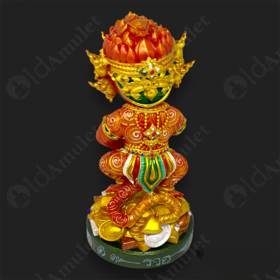 7Inch SiHuHaTa 4ears5eyes Statue Thai Amulet BODY-RED KRUBA KOMFUN BE.2566