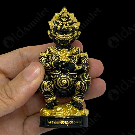 SiHuHaTa 4ears5eyes 4Inch Thai Amulet BRONZE BLACK-GOLD KRUBA KOMFUN BE.2566