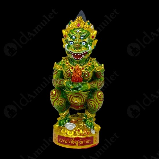 SiHuHaTa 4ears5eyes 4Inch Bucha Thai Amulet BODY-GREEN KRUBA KOMFUN BE.2566