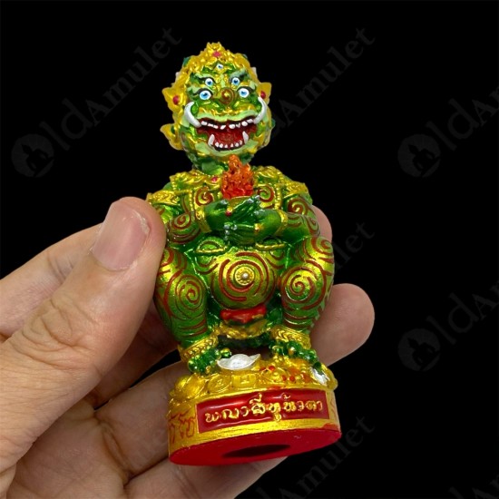 SiHuHaTa 4ears5eyes 4Inch Bucha Thai Amulet BODY-GREEN KRUBA KOMFUN BE.2566