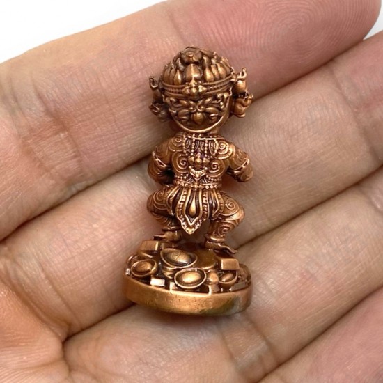 3CM SiHuHaTa 4ears5eyes Mini Statue Copper Red Thai Amulet Kruba Komfun BE.2562