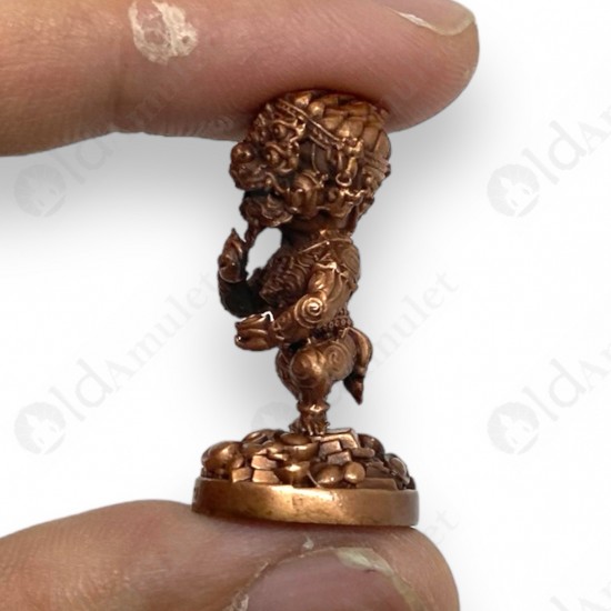 3CM SiHuHaTa 4ears5eyes Mini Statue Copper Red Thai Amulet Kruba Komfun BE.2562