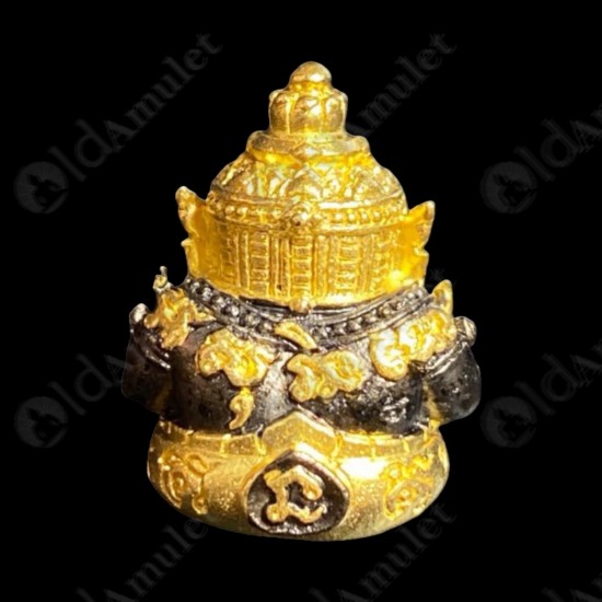 SMALL Rahu AC Subin Be.2566 BLack+Gold Plated Thai Amulet Wealthy Rich Money