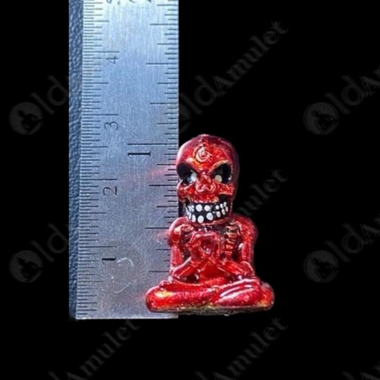 Red Skull Ajarn Nheng Prai Thong Be.2566 Thai Amulet Win Gambling Wealthy Rich