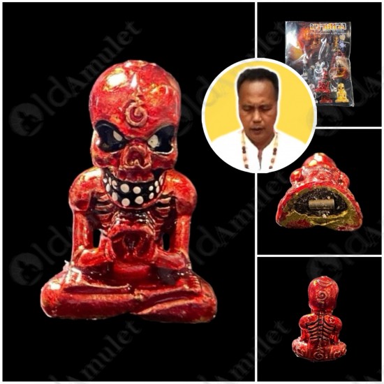 Red Skull Ajarn Nheng Prai Thong Be.2566 Thai Amulet Win Gambling Wealthy Rich