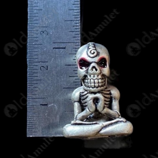 White Skull Ajarn Nheng Prai Thong Be.2566 Thai Amulet Win Gambling Wealthy Rich