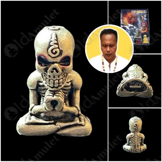 White Skull Ajarn Nheng Prai Thong Be.2566 Thai Amulet Win Gambling Wealthy Rich