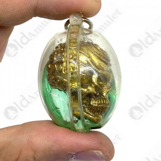 Ghost Skull Windfall Corpse Green Oil AC Subin BE.2556 Thai Amulet Gambling