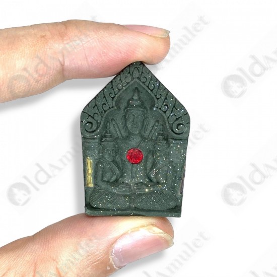 Khunpaen Lp Chuen BE.2545 GREEN Herb 3-Takrud Red Gem Thai Amulet Sex Attraction