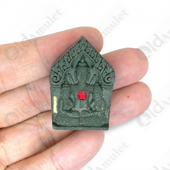 Khunpaen Lp Chuen BE.2545 GREEN Herb 3-Takrud Red Gem Thai Amulet Sex Attraction