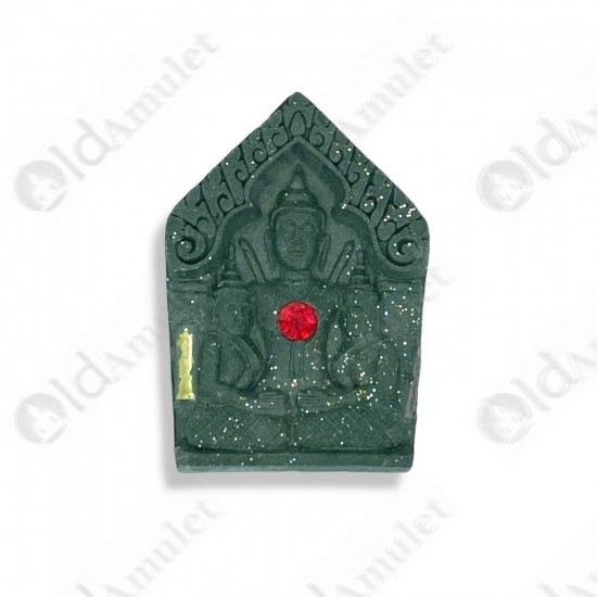 Khunpaen Lp Chuen BE.2545 GREEN Herb 3-Takrud Red Gem Thai Amulet Sex Attraction