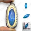 Blue Naga-eye Small Rugby Pendant Thai Amulet Leklai Gemstone Wealthy Lucky