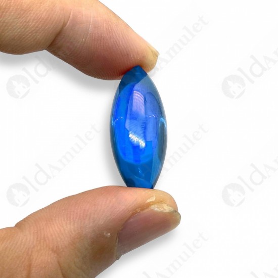 Blue Naga-eye Small Rugby Pendant Thai Amulet Leklai Gemstone Wealthy Lucky