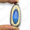 Blue Naga-eye Small Rugby Pendant Thai Amulet Leklai Gemstone Wealthy Lucky