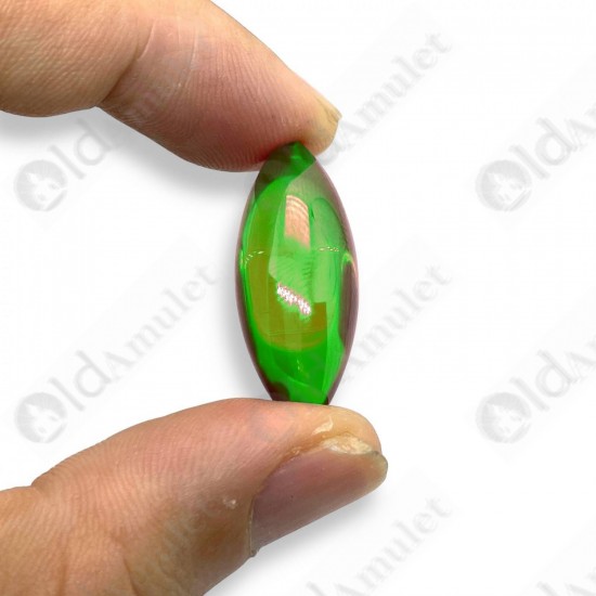 Green Naga-eye Small Rugby Pendant Thai Amulet Leklai Gemstone Wealthy Lucky