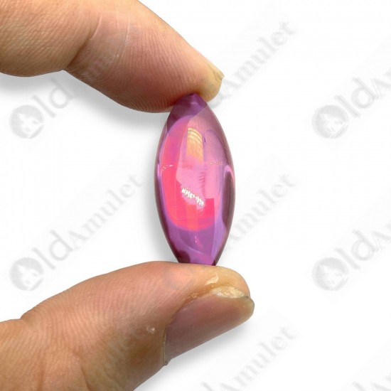 Pink Naga-eye Small Rugby Pendant Thai Amulet Leklai Gemstone Wealthy Lucky