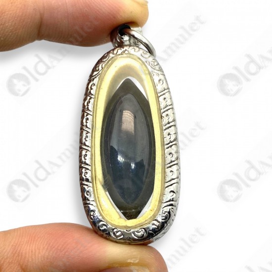 Black Naga-eye Small Rugby Pendant Thai Amulet Leklai Gemstone Wealthy Lucky