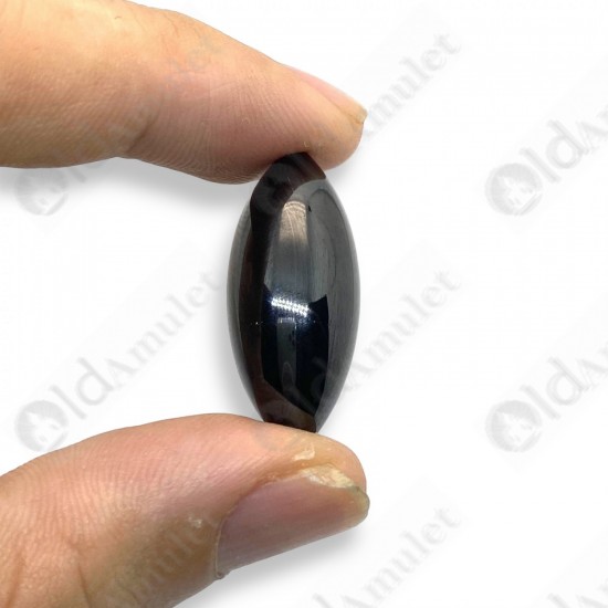 Black Naga-eye Small Rugby Pendant Thai Amulet Leklai Gemstone Wealthy Lucky