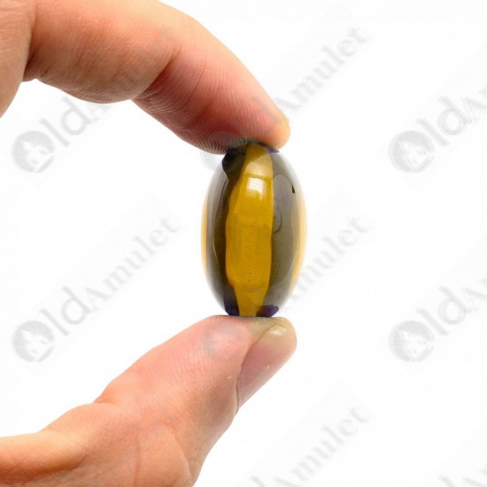 YELLOW Round Naga-eye Thai Holy Real Amulet Gemstone 100% Authentic Size-L