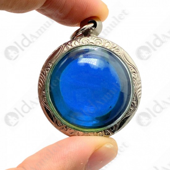 BLUE Round Naga-eye Thai Holy Real Amulet Gemstone 100% Authentic Size-L