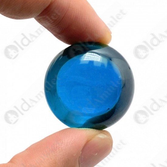 BLUE Round Naga-eye Thai Holy Real Amulet Gemstone 100% Authentic Size-L