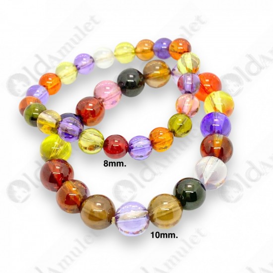 Bracelet Multi Color 10mm Naga-eye Khaw Thai Holy Amulet Gemstone 100% Authentic