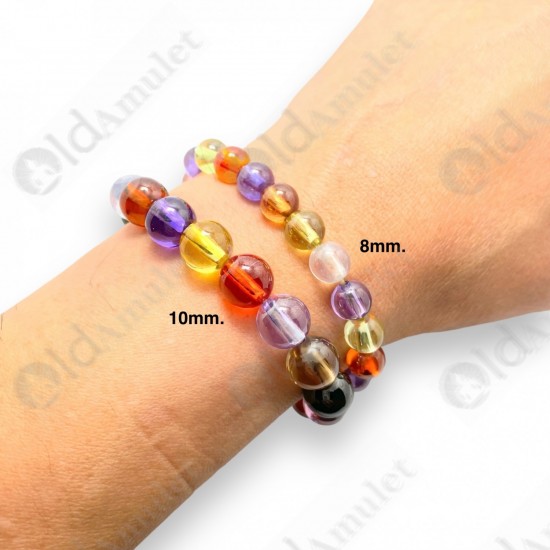 Bracelet Multi Color 10mm Naga-eye Khaw Thai Holy Amulet Gemstone 100% Authentic