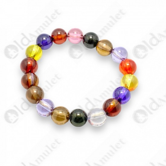 Bracelet Multi Color 10mm Naga-eye Khaw Thai Holy Amulet Gemstone 100% Authentic